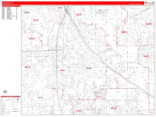 Norwalk, CA RedLine style ZIP Code wall map