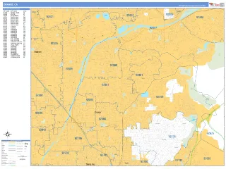 Orange, CA Business Reference style ZIP Code wall map
