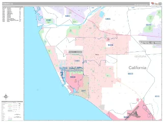 Oxnard, CA Classic style ZIP Code wall map