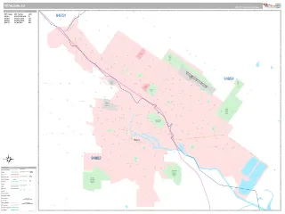 Petaluma, CA Classic style ZIP Code wall map
