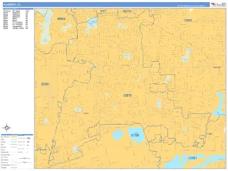 Placentia, CA Business Reference style ZIP Code wall map