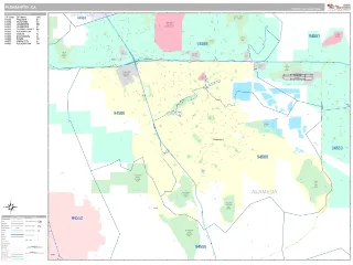 Pleasanton, CA Classic style ZIP Code wall map