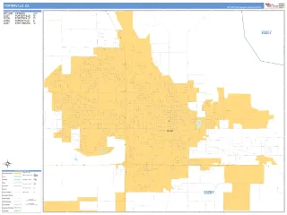 Porterville, CA Business Reference style ZIP Code wall map