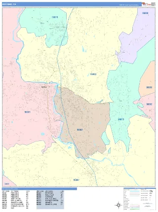 Redding, CA ColorCast style ZIP Code wall map