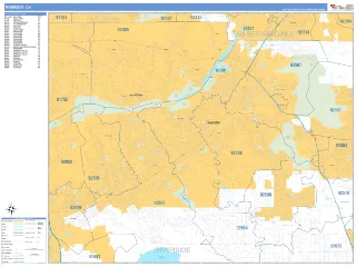 Riverside, CA Business Reference style ZIP Code wall map