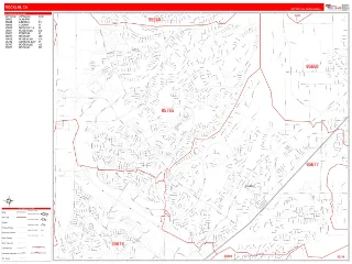 Rocklin, CA RedLine style ZIP Code wall map