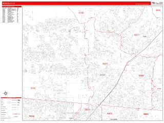 Roseville, CA RedLine style ZIP Code wall map