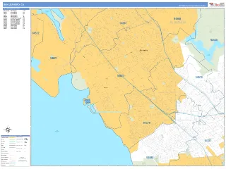 San Leandro, CA Business Reference style ZIP Code wall map