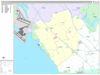 San Leandro, CA Classic style ZIP Code wall map