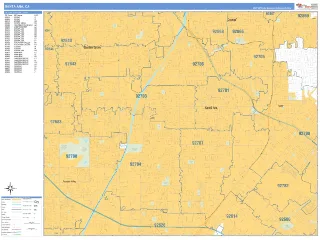 Santa Ana, CA Business Reference style ZIP Code wall map