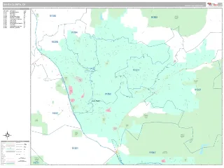 Santa Clarita, CA Classic style ZIP Code wall map