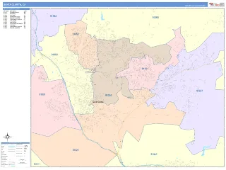 Santa Clarita, CA ColorCast style ZIP Code wall map