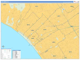 Santa Monica, CA Business Reference style ZIP Code wall map