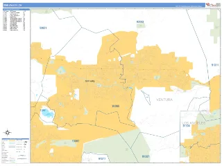 Simi Valley, CA Business Reference style ZIP Code wall map