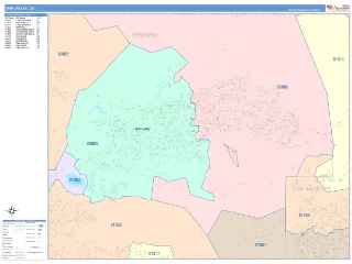 Simi Valley, CA ColorCast style ZIP Code wall map