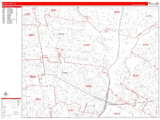 South Gate, CA RedLine style ZIP Code wall map
