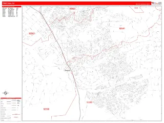 Temecula, CA RedLine style ZIP Code wall map