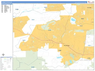 Thousand Oaks, CA Business Reference style ZIP Code wall map