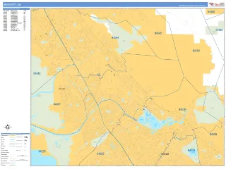 Union City, CA Business Reference style ZIP Code wall map