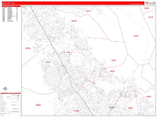 Union City, CA RedLine style ZIP Code wall map
