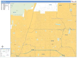 Upland, CA Business Reference style ZIP Code wall map