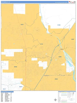 Victorville, CA Business Reference style ZIP Code wall map