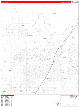 Victorville, CA RedLine style ZIP Code wall map