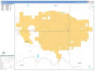 Visalia, CA Business Reference style ZIP Code wall map