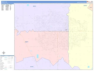 Visalia, CA ColorCast style ZIP Code wall map