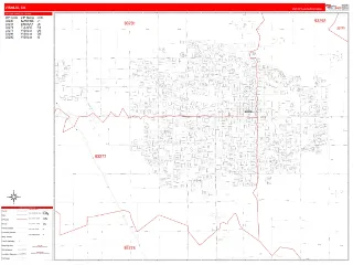Visalia, CA RedLine style ZIP Code wall map