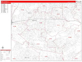 West Covina, CA RedLine style ZIP Code wall map