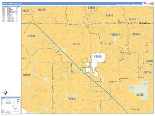Westminster, CA Business Reference style ZIP Code wall map