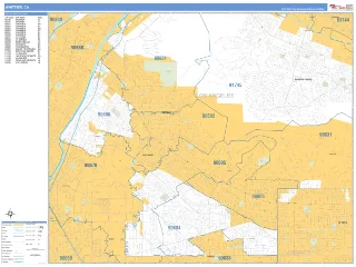 Whittier, CA Business Reference style ZIP Code wall map