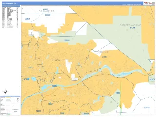 Yorba Linda, CA Business Reference style ZIP Code wall map