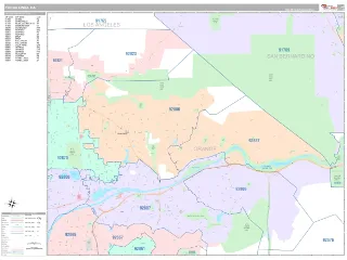 Yorba Linda, CA Classic style ZIP Code wall map