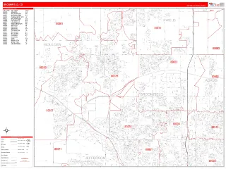 Broomfield, CO RedLine style ZIP Code wall map