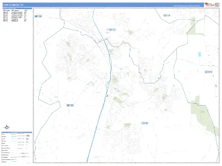 Castle Rock, CO Business Reference style ZIP Code wall map