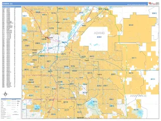 Denver, CO Business Reference style ZIP Code wall map