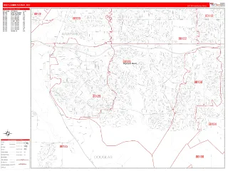 Highlands Ranch, CO RedLine style ZIP Code wall map