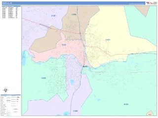 Pueblo, CO ColorCast style ZIP Code wall map
