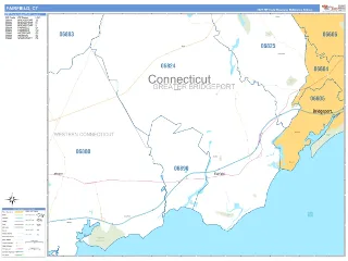 Fairfield, CT Business Reference style ZIP Code wall map