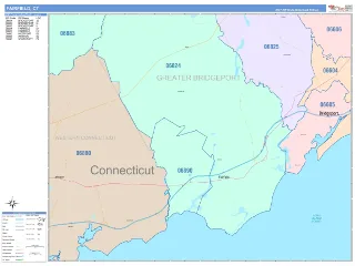 Fairfield, CT ColorCast style ZIP Code wall map