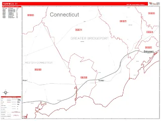 Fairfield, CT RedLine style ZIP Code wall map