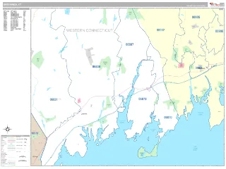 Greenwich, CT Classic style ZIP Code wall map