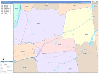 Manchester, CT ColorCast style ZIP Code wall map