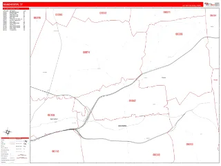 Manchester, CT RedLine style ZIP Code wall map