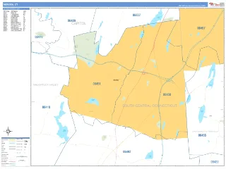 Meriden, CT Business Reference style ZIP Code wall map