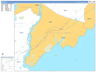 Milford, CT Business Reference style ZIP Code wall map