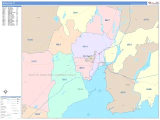 New Haven, CT ColorCast style ZIP Code wall map