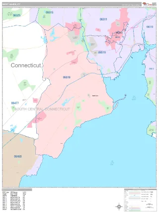 West Haven, CT Classic style ZIP Code wall map